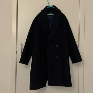 wool coat in navy color